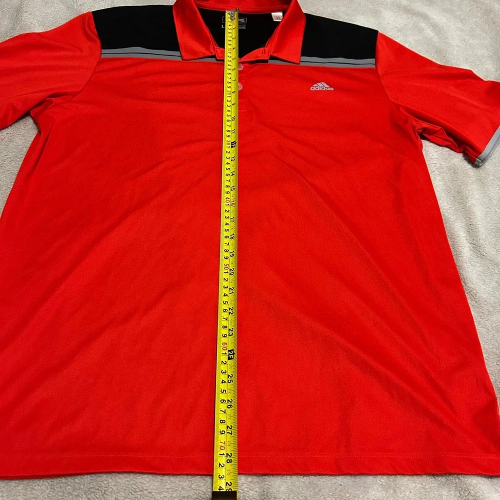 Adidas Polo Shirt Mens Large Red Black Colorblock Golf Performance Short Sleeve